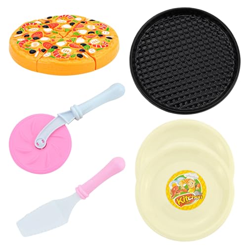 Pizza -Spielzeug 11PCS/Set Simulative Pizza -Karren Spielzeug BPA kostenlos Plastikspiel Food Toy mit Pizza Koch- und Schnittzubehör Spielzeugküche Accessoires Rollenspielzeug für 3+ Jungen Mädchen von Banziaju