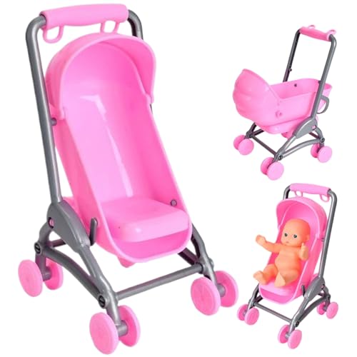 Puppenwagen, Baby Spielzeug Kinderwagen, tragbare Puppenwagen -Puppenhausminiaturen, Plastikbaby Kinderwagen tun Spielspiel, Baby Kinderwagen für Puppen 7,5x4,3x4 von Banziaju