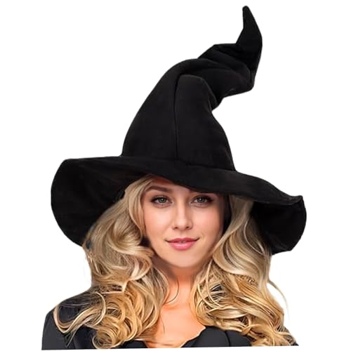 Schwarze Hexenhut Hexenhüte für Frauen 17 Zoll gemütliches Halloween -Hut Schwarzer Festival Hut mit Anpassung von Seil -Cosplay -Accessoires für Halloween -Kostüme für Erwachsene, Festivalhut von Banziaju