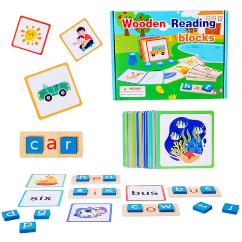 Spelling Games Holz Matching Letter-Spiel mit Flash-Karten Wörter Eltern-Kind-Interaktionsbriefspiel für Vorschuljungen Mädchen Kinder Kinder 3 4 5 Jahre alt, Matching Letter Game, Briefspiel von Banziaju