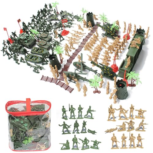 Spielzeugsoldaten WW2 Spielzeug Set Realistic bewaffneter DIY-freundlicher Armee-Männer-Spielset umfassen Spielzeugsoldaten, Panzer, Kaserne und mehr praktische Actionfiguren für die Entwicklung vo von Banziaju