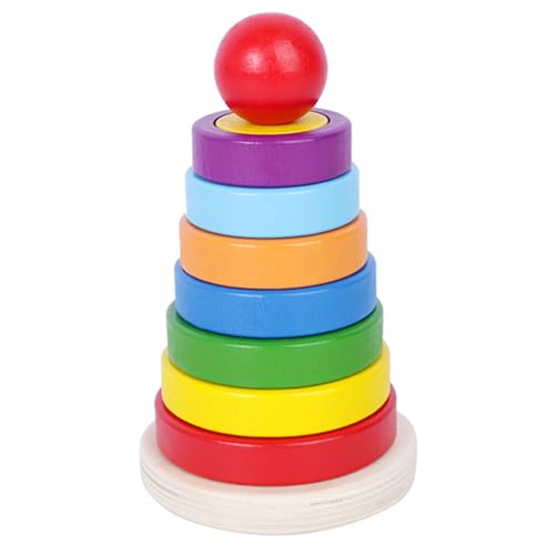 Spinning Stapler Spielzeug, hölzerne Regenbogenspinnerspielzeug für Babys, runde geometrische Stapler -Baby -Stapelringe Spielzeug, sicheres Spielzeug für die frühe Bildung für Mädchen für Mädchen, von Banziaju