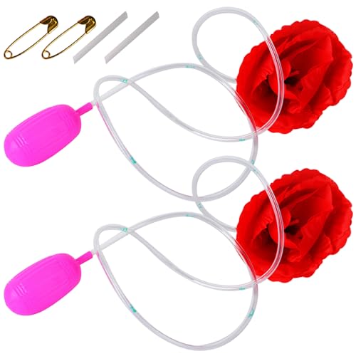 Spritzblume, Spitzen Blume Rot Rose 2 Sets Aprilscherz Day Stirbs Clownblume, die Wassertrickspielzeug realistischer Rosenblumenwitz für Party, Clownblume, die Wasser spritzt von Banziaju