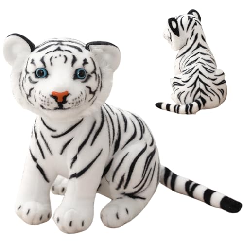 Tiger ausgestopftes Tier, niedliche Mini Tiger Plüsch Cartoon Simulation Stofftiger 10.6 Zoll Tiger Plüsch weicher Tigger Stofftiergeschenk für Jungen Mädchen Erwachsene, Weiß, Tigerspielzeug von Banziaju