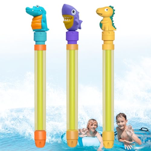 Wasserpistole 3 Prozent Wasser Squirter Lange Wasserpistole für Kinder mit tierischem Griff Sommer Beach Dinosaurier Haie Krokodile Wasserschützen zum Schwimmen, Gartengeschenk, Zufälliger von Banziaju