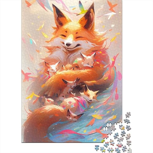 1000-teiliges Anime-Puzzle mit der Fuchsfamilie für Erwachsene, Holzpuzzles für Teenager, Geschenke, einzigartige Heimdekoration und Geschenke, 1000 Stück (75 x 50 cm) von BaoFFF