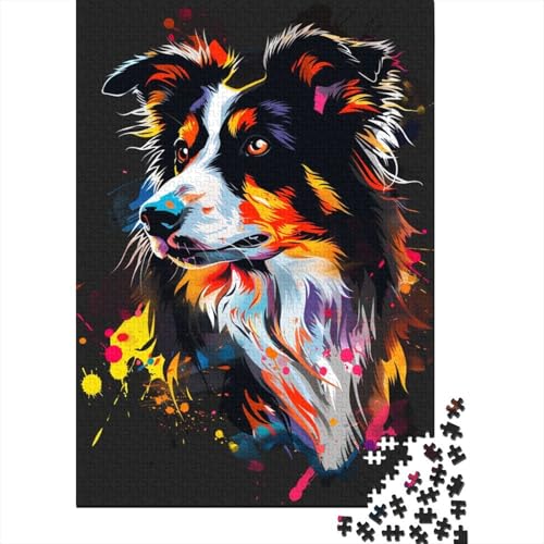 1000-teiliges Collie-Hunde-Kunst-Puzzle für Erwachsene und Teenager, Lernspielzeug aus Holz, 1000 Stück (75 x 50 cm) von BaoFFF