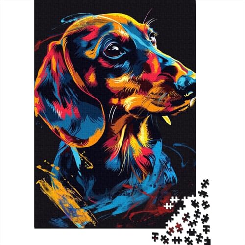 1000-teiliges Dackel-Hundekunst-Puzzle für Erwachsene, Puzzles, Lernspielzeug, 1000 Stück (75 x 50 cm) von BaoFFF