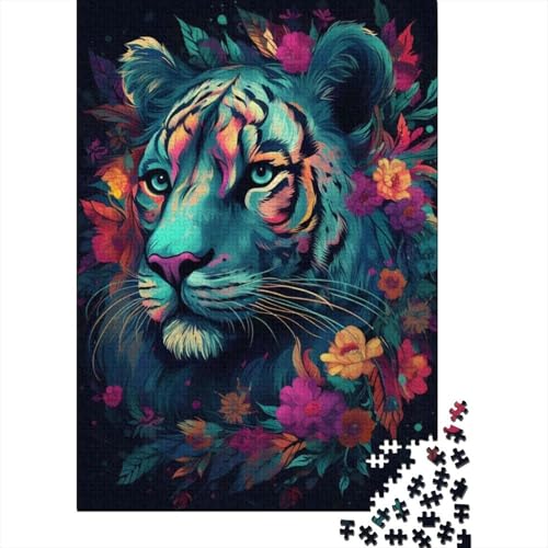 1000-teiliges Fantasy-Tiger-Puzzle für Erwachsene, Holzpuzzle, Lernspiel für Erwachsene Teenager, 1000 Stück (75 x 50 cm) von BaoFFF