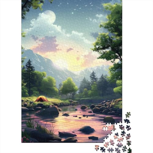 1000-teiliges Fluss-Camping-Holzpuzzle, Holzpuzzle für Erwachsene und Jugendliche ab 12 Jahren, 1000 Teile (75 x 50 cm) von BaoFFF