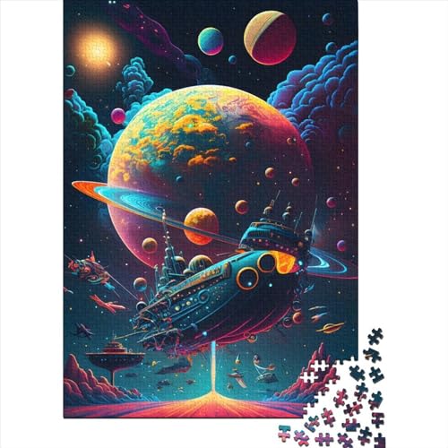 1000-teiliges Galactic Psychedelia-Puzzle für Erwachsene, Holzpuzzle, Erwachsenenpuzzle, Lernspiel für Erwachsene, Teenager, Geburtstagsgeschenk, 1000 Stück (75 x 50 cm) von BaoFFF