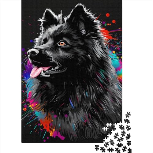 1000-teiliges Keeshond-Hundekunst-Puzzle für Erwachsene Teenager, Holzpuzzle, nachhaltiges Puzzle für Erwachsene | Spiele 1000 Teile (75 x 50 cm) von BaoFFF