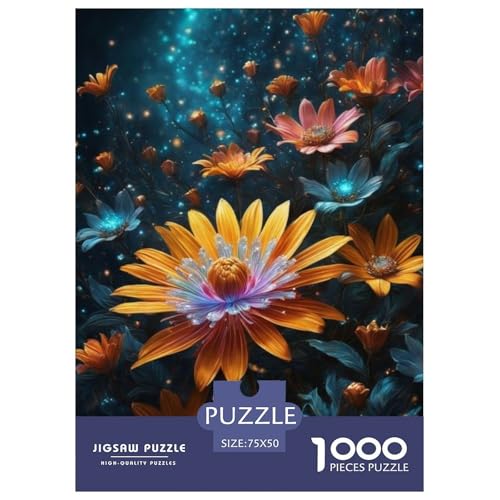 1000-teiliges Kunst-Blumen-Puzzle für Erwachsene, Holzpuzzles für Erwachsene, Puzzles, Lernspielzeug, 1000-teilig (75 x 50 cm) von BaoFFF