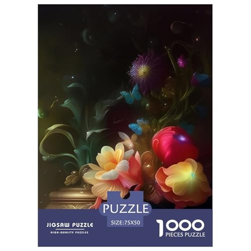 1000-teiliges Kunst-Blumen-Puzzle für Erwachsene, Puzzle für Erwachsene, Lernspielzeug, 1000-teilig (75 x 50 cm) von BaoFFF