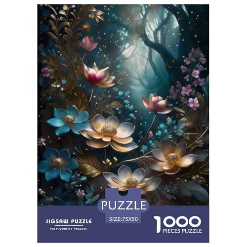 1000-teiliges Kunst-Blumen-Puzzle für Erwachsene und Teenager, Holzpuzzle für Erwachsene, Lernspiel, Herausforderungsspielzeug, 1000 Teile (75 x 50 cm) von BaoFFF