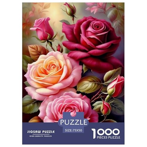 1000-teiliges Kunst-Blumen-Puzzle für Erwachsene und Teenager, für Familienspaß und Spieleabend, 1000 Teile (75 x 50 cm) von BaoFFF