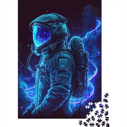 1000-teiliges Neon-Astronauten-Puzzle für Erwachsene Teenager, Holzpuzzles, Puzzles für Erwachsene, Lernspiel, Herausforderungsspielzeug, Geburtstagsgeschenk, 1000 Stück (75 x 50 cm) von BaoFFF