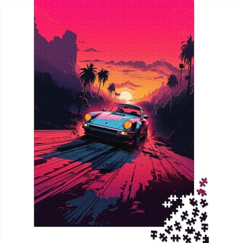 1000-teiliges Neon-Sportwagen-Puzzle für Erwachsene, Holzpuzzle, Puzzle für Erwachsene, 1000 Teile (75 x 50 cm) von BaoFFF