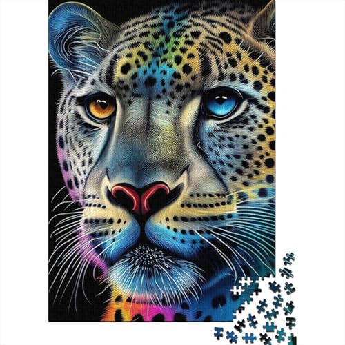 1000-teiliges Puzzle, Gepard, Pop-Art-Tier, 3 kreative quadratische Puzzles für Erwachsene und Holzpuzzles, Spielzeug, Denkspiel, 1000 Teile (75 x 50 cm) von BaoFFF