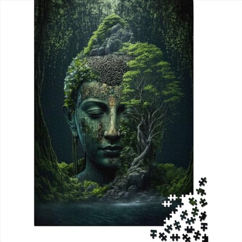 1000-teiliges Puzzle „Buddha in der Natur“1 Kreatives quadratisches Puzzle für Erwachsene und Holzpuzzle, Puzzle für Erwachsene, Geschenke 1000 Stück (75 x 50 cm) von BaoFFF