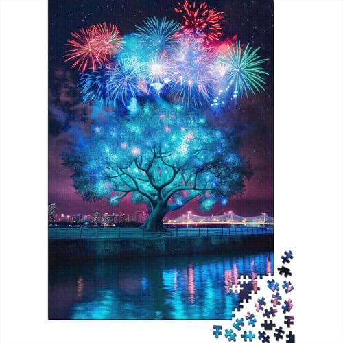 1000-teiliges Puzzle „Buntes Traum-Feuerwerk-Baum“ für Erwachsene, Holzpuzzle, Puzzles für Erwachsene, Lernspiel, Herausforderungsspielzeug, 1000 Stück (75 x 50 cm) von BaoFFF