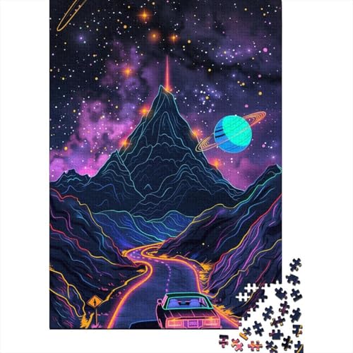 1000-teiliges Puzzle „Cosmic Mountains Road“ für Erwachsene Teenager, Holzpuzzle, nachhaltiges Puzzle für Erwachsene | Spiele 1000 Stück (75 x 50 cm) von BaoFFF