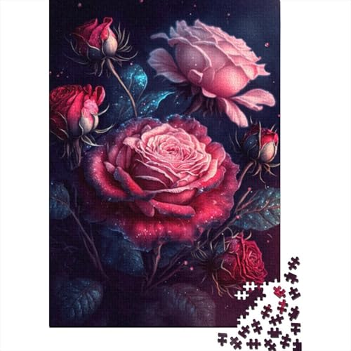 1000-teiliges Puzzle „Cosmic Rose“ für Erwachsene, Puzzles, Lernspielzeug, 1000 Stück (75 x 50 cm) von BaoFFF