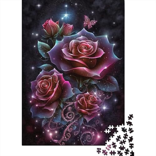 1000-teiliges Puzzle „Cosmic Rose“ für Erwachsene und Teenager, Lernspiele für zu Hause, DIY-Spielzeug, 1000 Stück (75 x 50 cm) von BaoFFF