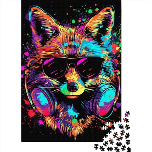 1000-teiliges Puzzle „Fuchs mit Sonnenbrille“ für Erwachsene, Puzzles, Lernspielzeug, 1000 Stück (75 x 50 cm) von BaoFFF