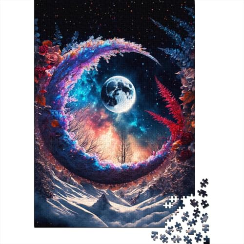 1000-teiliges Puzzle „Kosmischer Traummond“ für Erwachsene und Teenager, Lernspielzeug aus Holz, 1000 Teile (75 x 50 cm) von BaoFFF