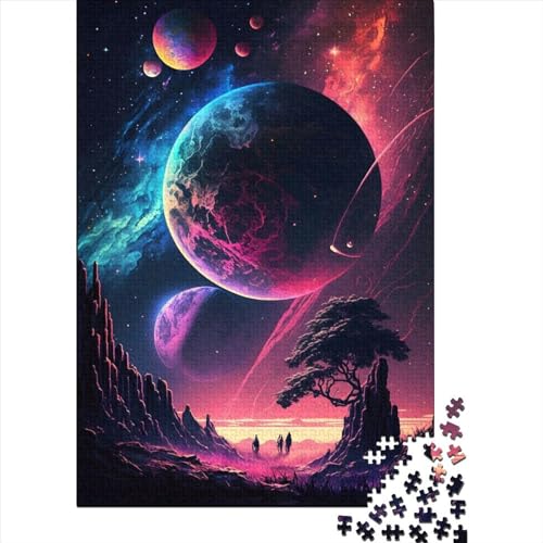 1000-teiliges Puzzle „Neon Galaxy“ für Erwachsene, Holzpuzzle, Lernspiel für Erwachsene, 1000 Stück (75 x 50 cm) von BaoFFF