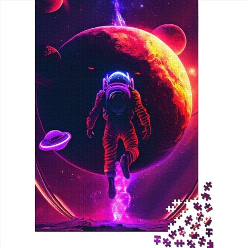 1000-teiliges Puzzle „Neonfliegende Astronomie“, quadratische Puzzles für Erwachsene, Holzbrett-Puzzles, einzigartige Herausforderungsspiele, 1000 Teile (75 x 50 cm) von BaoFFF