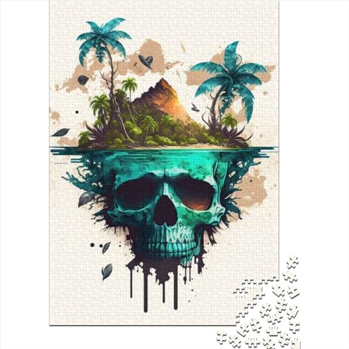 1000-teiliges Puzzle „Skull Island“85548, kreatives quadratisches Puzzle für Erwachsene und Holzpuzzle, Spielzeug, Denkspiel, 1000 Teile (75 x 50 cm) von BaoFFF