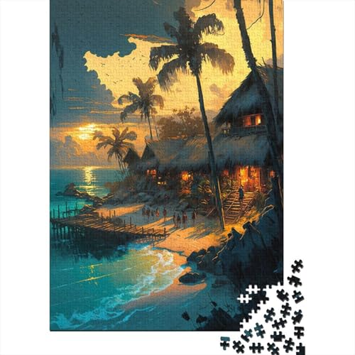 1000-teiliges Puzzle „Sonnenuntergang am Strand“ für Erwachsene, Puzzles für Erwachsene, Puzzles, einzigartige Heimdekoration und Geschenke, 1000 Stück (75 x 50 cm) von BaoFFF