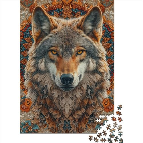 1000-teiliges Puzzle „Wolf im Schnee“ für Erwachsene Teenager, Holzpuzzle für Familienspaß und Spieleabend, 1000 Teile (75 x 50 cm) von BaoFFF