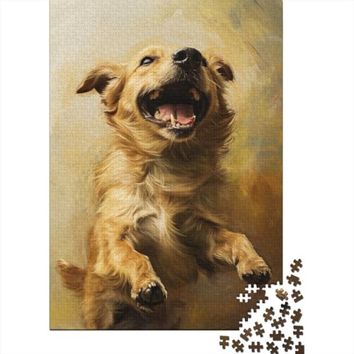 1000-teiliges Puzzle für Erwachsene, Golden Retriever-Puzzle für Erwachsene, Kartonpuzzle, Lernspiel für Erwachsene, 1000 Teile (75 x 50 cm) von BaoFFF