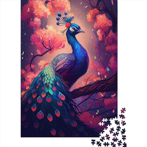 1000-teiliges Puzzle für Erwachsene, Pfauenblumen-Puzzle für Erwachsene und Holzpuzzle, Puzzle für Puzzleliebhaber, 1000 Teile (75 x 50 cm) von BaoFFF