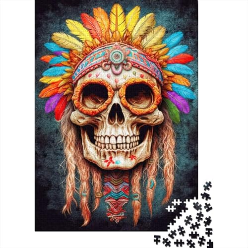 1000-teiliges Puzzle für Erwachsene, Psychedelic Dreams Skull, quadratische Puzzles für Erwachsene und Holzpuzzle, Lernspiel, 1000 Teile (75 x 50 cm) von BaoFFF