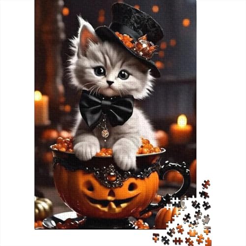 1000-teiliges Puzzle für Erwachsene – Halloween-Katzen-Puzzle – Puzzle 1000 Teile für Erwachsene – Hergestellt aus hochwertigem Holz, 1000 Teile (75 x 50 cm) von BaoFFF