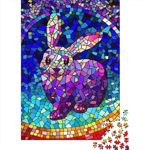 1000-teiliges Puzzle für Erwachsene im Kaninchen-Buntglasstil, Puzzles für Erwachsene, Puzzles, Lernspielzeug, Geburtstagsgeschenk, 1000 Stück (75 x 50 cm) von BaoFFF