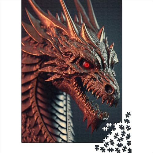 1000-teiliges Puzzle für Erwachsene und asiatischer Drachenkopf, quadratisches Puzzle für Erwachsene, Holzpuzzle, Lernspiel für Erwachsene, 1000 Teile (75 x 50 cm) von BaoFFF