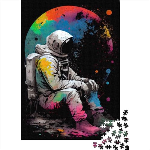 1000-teiliges Puzzle mit Astronauten-Malerei für Erwachsene, Holzpuzzle, Erwachsenenpuzzle, Lernspiel für Erwachsene, Teenager, Geburtstagsgeschenk, 1000 Stück (75 x 50 cm) von BaoFFF