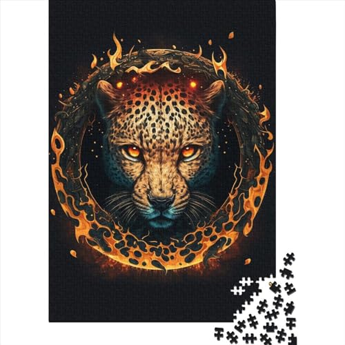 1000-teiliges Puzzle mit Feuerleopardenkopf für Erwachsene und Teenager. Puzzle für Erwachsene und Teenager. Puzzle für Erwachsene und Teenager. Geburtstagsgeschenk. 1000 Teile (75 x 50 cm) von BaoFFF