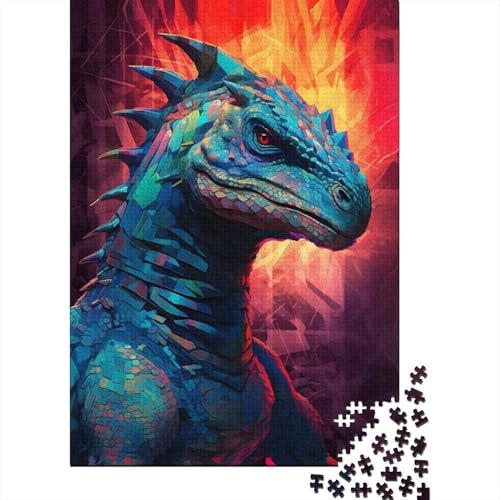 1000-teiliges Puzzle mit Megalosaurus-Dinosaurier, quadratisches Puzzle für Erwachsene und Holzpuzzle, Heimdekorations-Puzzle, 1000 Teile (75 x 50 cm) von BaoFFF