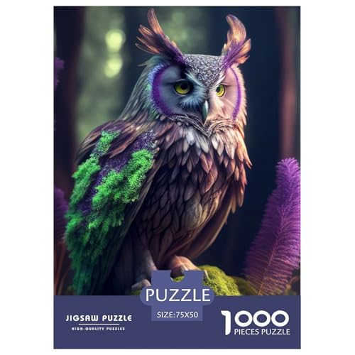 1000-teiliges Puzzle mit Tierkunst-Eule, Holzpuzzle für Erwachsene, Puzzle für Erwachsene, 1000 Teile (75 x 50 cm) von BaoFFF