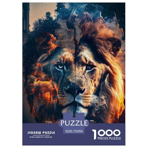 1000-teiliges Puzzle mit Tierkunst-Löwenmotiv, Puzzle für Erwachsene und Teenager, Holzpuzzle, Puzzle für Erwachsene, Lernspiel, Herausforderungsspielzeug, 1000 Stück (75 x 50 cm) von BaoFFF