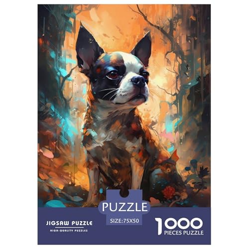 1000-teiliges Puzzle mit Tierkunst und Hunden für Erwachsene, Teenager, Holzpuzzle für Erwachsene, nachhaltiges Puzzle für Erwachsene, 1000 Teile (75 x 50 cm) von BaoFFF