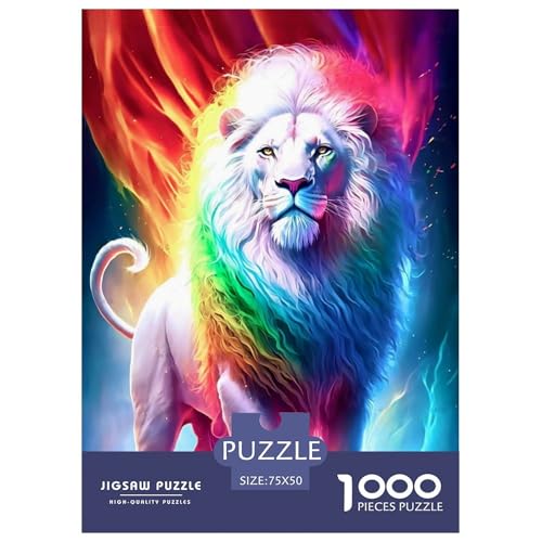 1000-teiliges Puzzle mit Tierkunst und Löwenmotiv, Holzpuzzle, Erwachsenenpuzzle, nachhaltiges Puzzle für Erwachsene, 1000 Teile (75 x 50 cm) von BaoFFF