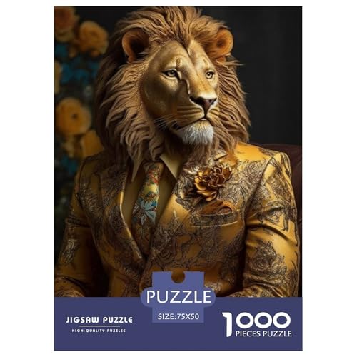 1000-teiliges Puzzle mit Tierkunst und Löwenmotiv für Erwachsene, Puzzle für Erwachsene, Lernspielzeug, 1000 Teile (75 x 50 cm) von BaoFFF