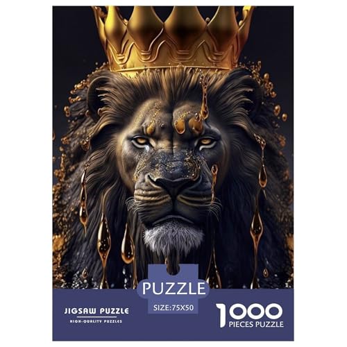 1000-teiliges Puzzle mit Tierkunst und Löwenmotiv für Erwachsene und Teenager, Holzpuzzle, Lernspiel, Herausforderungsspielzeug, 1000 Teile (75 x 50 cm) von BaoFFF